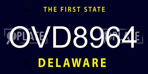 OVD8964 Delaware License Plate