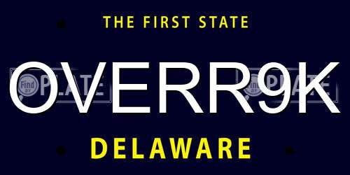 OVERR9K Delaware License Plate