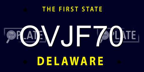 OVJF70 Delaware License Plate