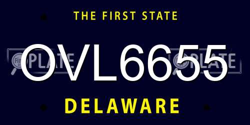OVL6655 Delaware License Plate