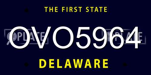 OVO5964 Delaware License Plate