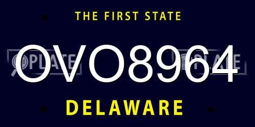OVO8964 Delaware License Plate