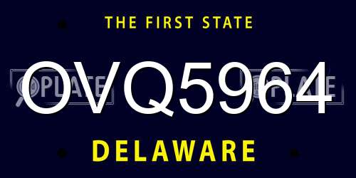 OVQ5964 Delaware License Plate