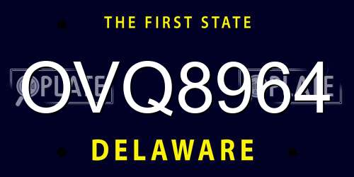 OVQ8964 Delaware License Plate