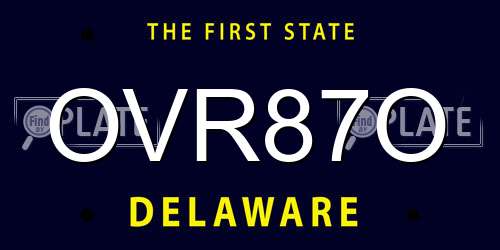OVR87O Delaware License Plate