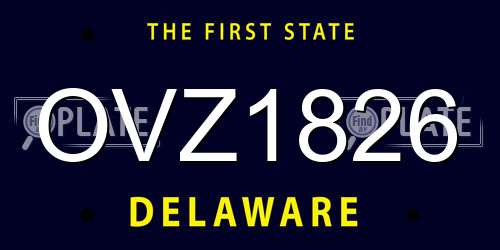 OVZ1826 Delaware License Plate