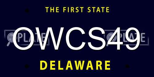 OWCS49 Delaware License Plate