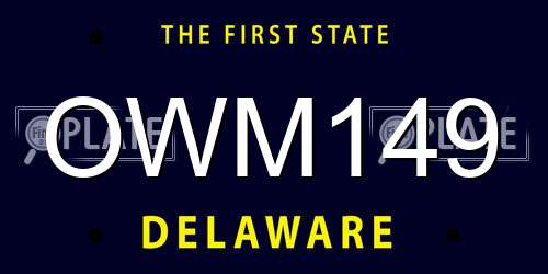OWM149 Delaware License Plate