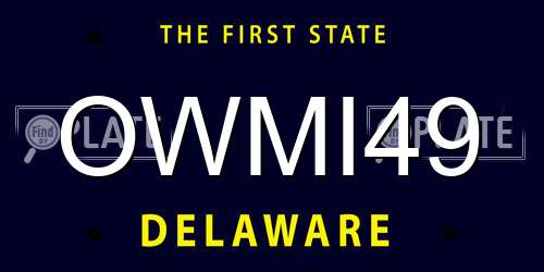 OWMI49 Delaware License Plate