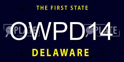 OWPD14 Delaware License Plate