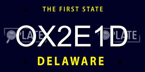 OX2E1D Delaware License Plate