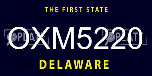 OXM5220 Delaware License Plate