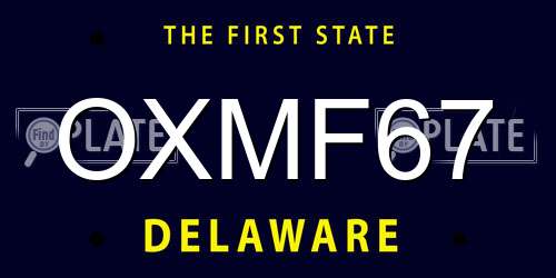 OXMF67 Delaware License Plate