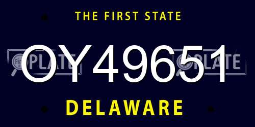 OY49651 Delaware License Plate