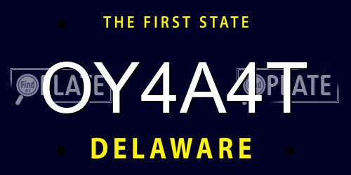 OY4A4T Delaware License Plate