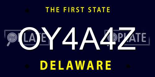 OY4A4Z Delaware License Plate
