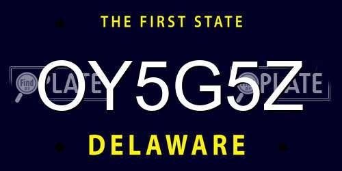 OY5G5Z Delaware License Plate