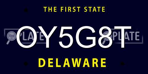 OY5G8T Delaware License Plate