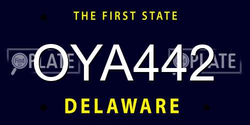 OYA442 Delaware License Plate