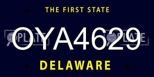 OYA4629 Delaware License Plate