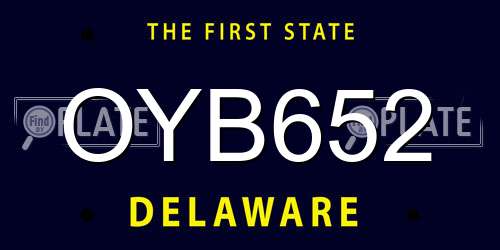 OYB652 Delaware License Plate