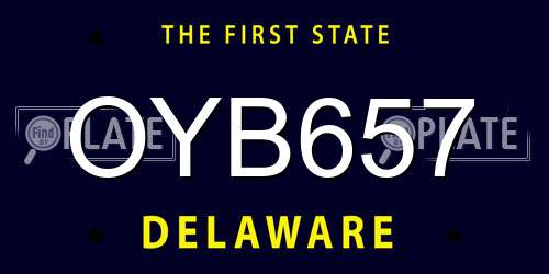 OYB657 Delaware License Plate