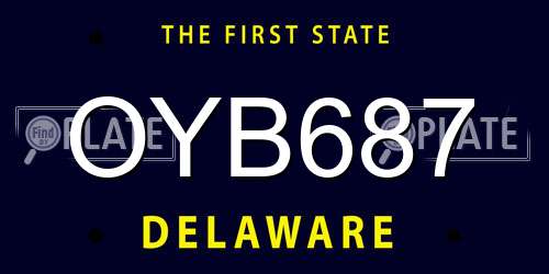 OYB687 Delaware License Plate