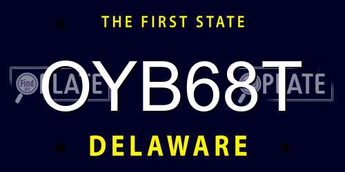 OYB68T Delaware License Plate
