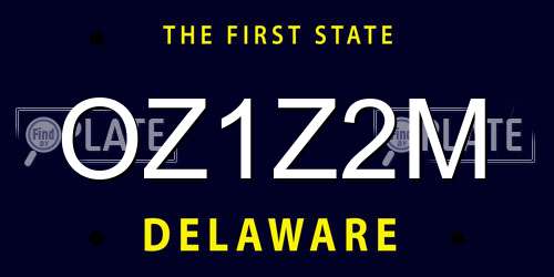OZ1Z2M Delaware License Plate