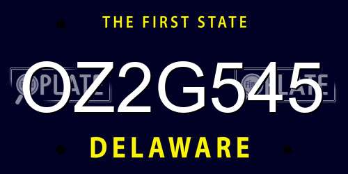 OZ2G545 Delaware License Plate