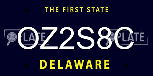 OZ2S8C Delaware License Plate