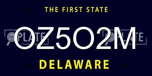 OZ5O2M Delaware License Plate