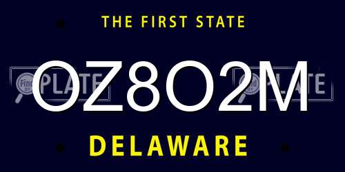 OZ8O2M Delaware License Plate