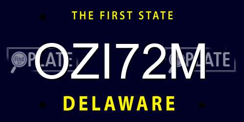 OZI72M Delaware License Plate