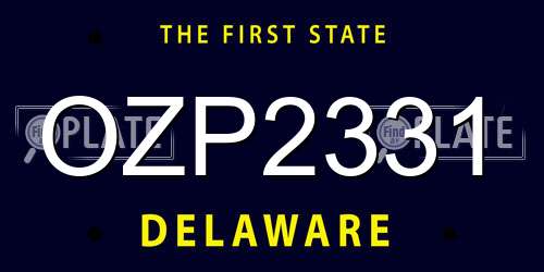 OZP2331 Delaware License Plate