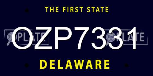 OZP7331 Delaware License Plate