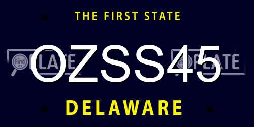 OZSS45 Delaware License Plate