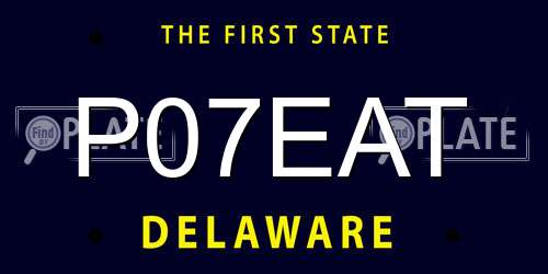 P07EAT Delaware License Plate