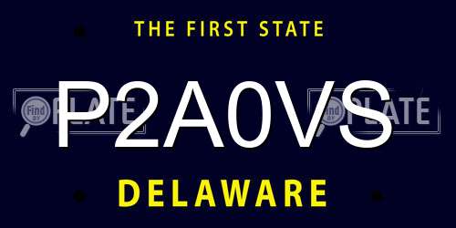 P2A0VS Delaware License Plate
