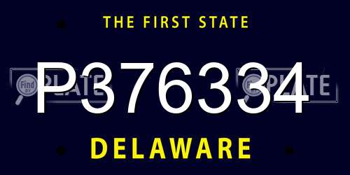 P376334 Delaware License Plate