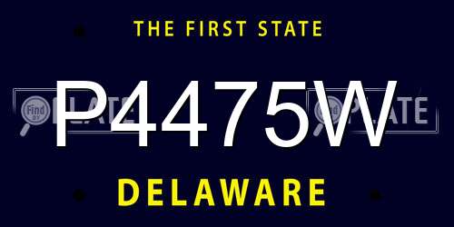 P4475W Delaware License Plate