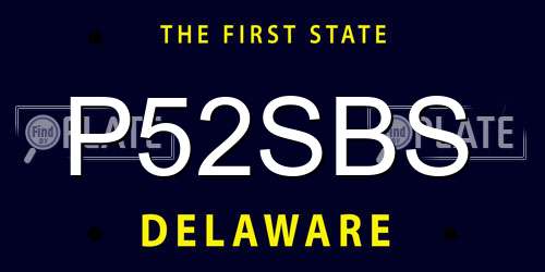 P52SBS Delaware License Plate