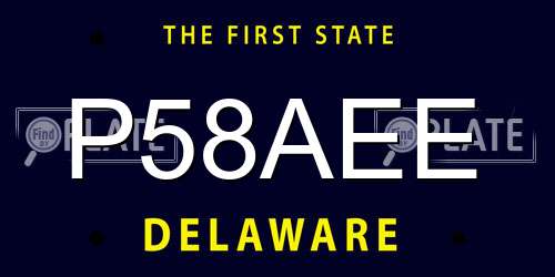 P58AEE Delaware License Plate