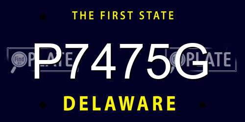 P7475G Delaware License Plate
