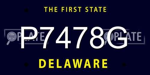 P7478G Delaware License Plate