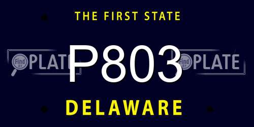P803 Delaware License Plate