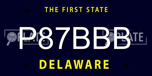 P87BBB Delaware License Plate