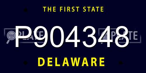 P904348 Delaware License Plate