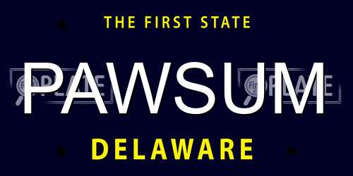 PAWSUM Delaware License Plate
