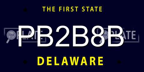 PB2B8B Delaware License Plate